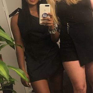 One shoulder black romper